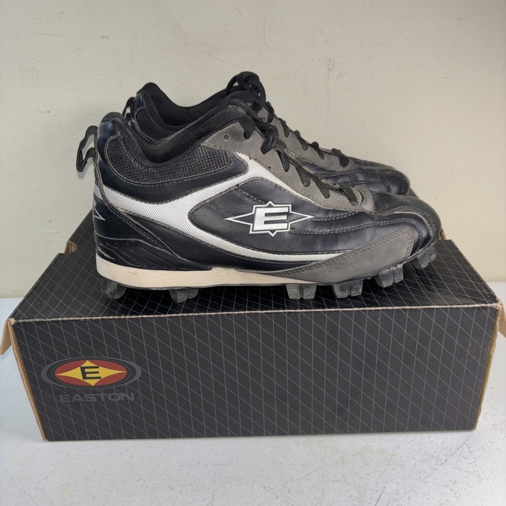 Easton Men's Redline Mid Baseball Soccer Cleats Shoes‎ Black Silver Size 8.5